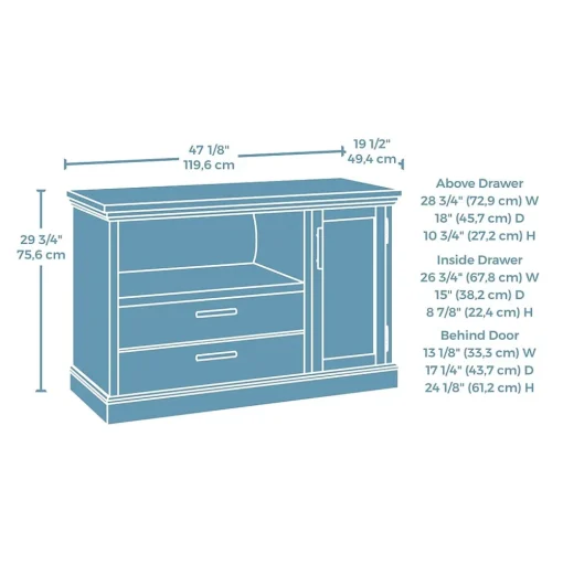 Sauder File Cabinets<Mason Peak File Cabinet, Letter/Legal Size, 30"H x 47"W x 19"D, Prime Oak (427836)