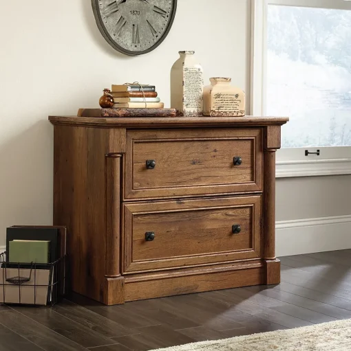 Sauder File Cabinets<Palladia 2-Drawer Lateral File Cabinet, Letter/Legal Size, 30"H x 37"W x 22"D, Vintage Oak (420607)