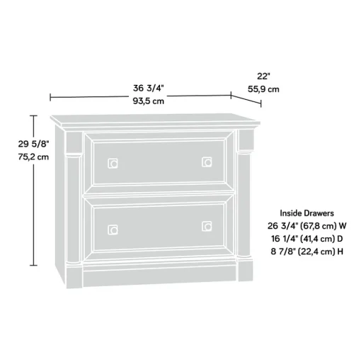 Sauder File Cabinets<Palladia 2-Drawer Lateral File Cabinet, Letter/Legal Size, 30"H x 37"W x 22"D, Vintage Oak (420607)