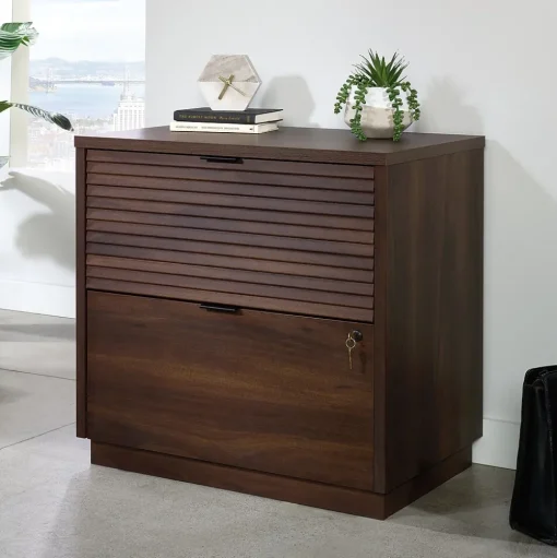 Sauder File Cabinets<Palo Alto Commercial 2-Drawer Lateral File Cabinet, Letter/Legal Size, Lockable, 31"W x 19"D, Spiced Mahogany (427822)