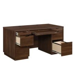 Sauder Corner Desks<Palo Alto 59"W Executive Desk, Spiced Mahogany (427792)