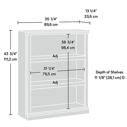 Sauder Bookcases<Select 44"H 3-Shelf Bookcase, Oiled Oak (410372)