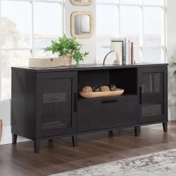 Sauder Storage Cabinets<Tiffin Line 30"H Storage Credenza with 3 Shelves, Raven Oak (433265)