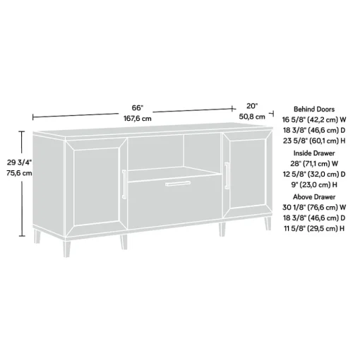 Sauder Storage Cabinets<Tiffin Line 30"H Storage Credenza with 3 Shelves, Raven Oak (433265)