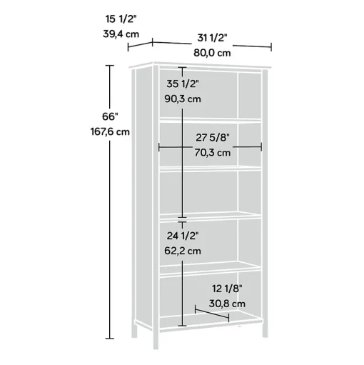 Sauder Bookcases<Whitaker Point 66"H 5-Shelf Bookcase, Natural Maple (429376)