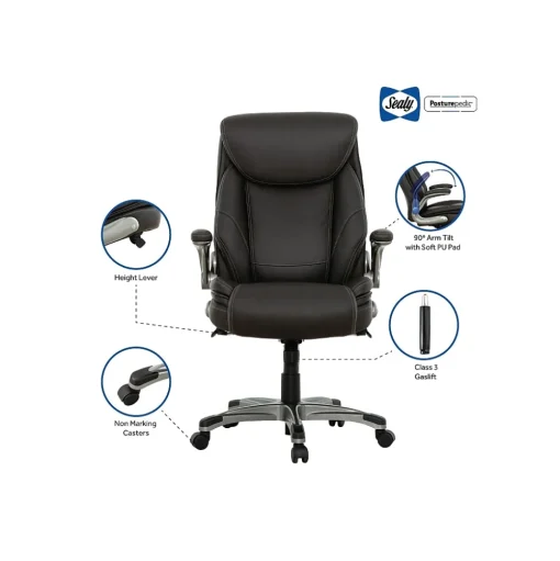 Sealy Office Chairs<Posturepedic Axel Swivel Executive Office Chair, Dark Grey (64626)