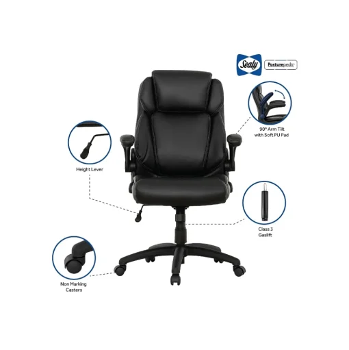 Sealy Office Chairs<Posturepedic Hudson Ergonomic Swivel Office Chair, Black (64627)