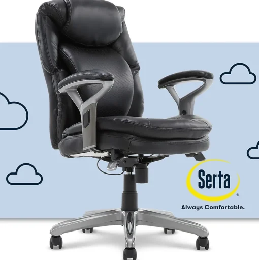 Serta Office Chairs<AIR Bonded Leather Executive Chair, Black (CHR200100)