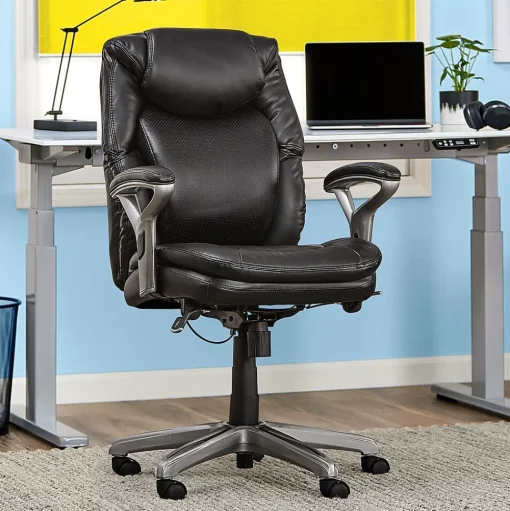 Serta Office Chairs<AIR Bonded Leather Executive Chair, Black (CHR200100)