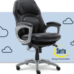 Serta Office Chairs<Back in Motion Bonded Leather Executive Chair, Smooth Black (43521OSS)