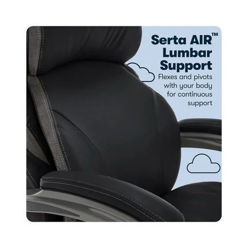 Serta Office Chairs<Big & Tall Ergonomic Bonded Leather Swivel Executive Chair, Black (44954)