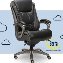 Serta Office Chairs<Big & Tall Ergonomic Bonded Leather Swivel Executive Chair, Black/Silver (44951)