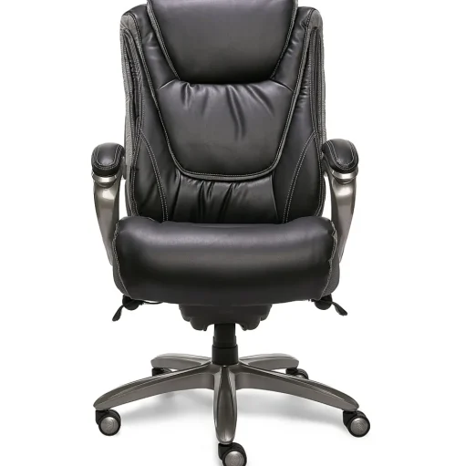 Serta Office Chairs<Big & Tall Ergonomic Bonded Leather Swivel Executive Chair, Black/Silver (44951)