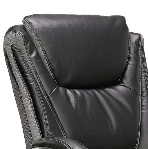Serta Office Chairs<Big & Tall Ergonomic Bonded Leather Swivel Executive Chair, Black/Silver (44951)