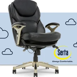 Serta Ergonomic Chairs<Claremont Ergonomic Leather Swivel Executive Chair with Back in Motion Technology, (CHR200006)
