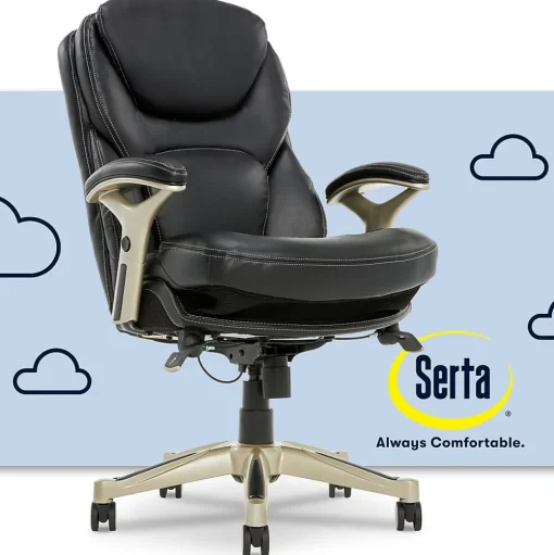 Serta Ergonomic Chairs<Claremont Ergonomic Leather Swivel Executive Chair with Back in Motion Technology, (CHR200006)