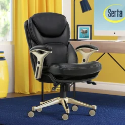 Serta Ergonomic Chairs<Claremont Ergonomic Leather Swivel Executive Chair with Back in Motion Technology, (CHR200006)