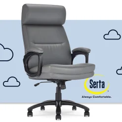 Serta Office Chairs<Comfort Big & Tall Ergonomic Bonded Leather Swivel Executive Chair, Gray (CHR10131C)