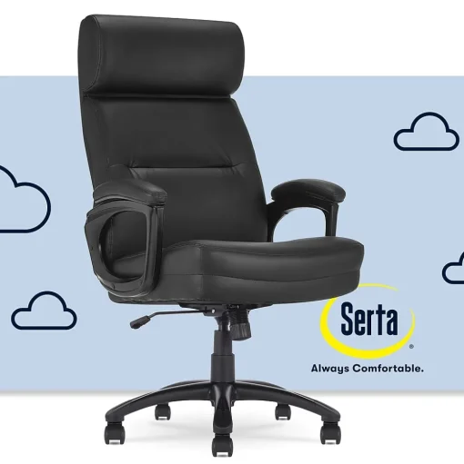 Serta Office Chairs<Comfort Big & Tall Ergonomic Bonded Leather Swivel Executive Chair, Black (CHR10131A)