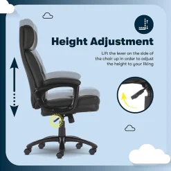 Serta Office Chairs<Comfort Big & Tall Ergonomic Bonded Leather Swivel Executive Chair, Black (CHR10131A)