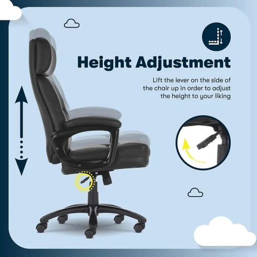 Serta Office Chairs<Comfort Big & Tall Ergonomic Bonded Leather Swivel Executive Chair, Black (CHR10131A)