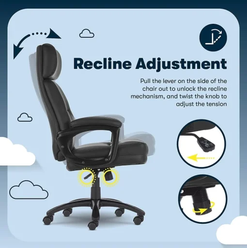 Serta Office Chairs<Comfort Big & Tall Ergonomic Bonded Leather Swivel Executive Chair, Black (CHR10131A)