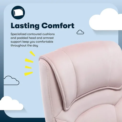 Serta Office Chairs<Comfort Classic Ergonomic Velvet Fabric Swivel Executive Chair, Pink (CCHR10005C)