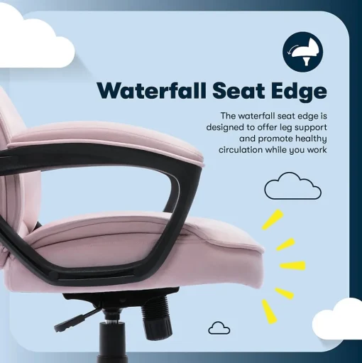 Serta Office Chairs<Comfort Classic Ergonomic Velvet Fabric Swivel Executive Chair, Pink (CCHR10005C)