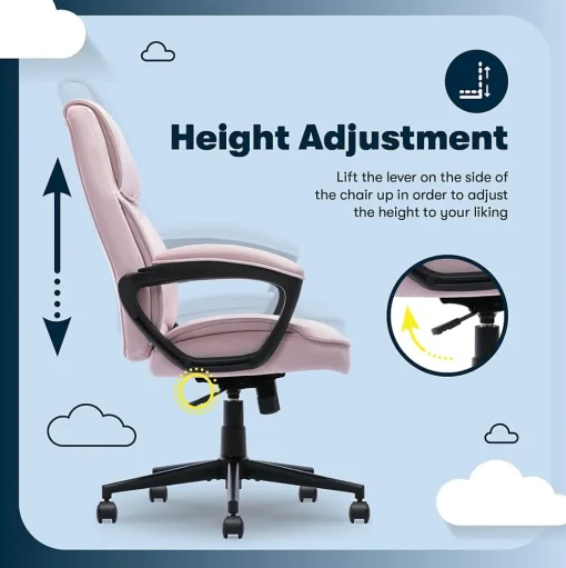 Serta Office Chairs<Comfort Classic Ergonomic Velvet Fabric Swivel Executive Chair, Pink (CCHR10005C)