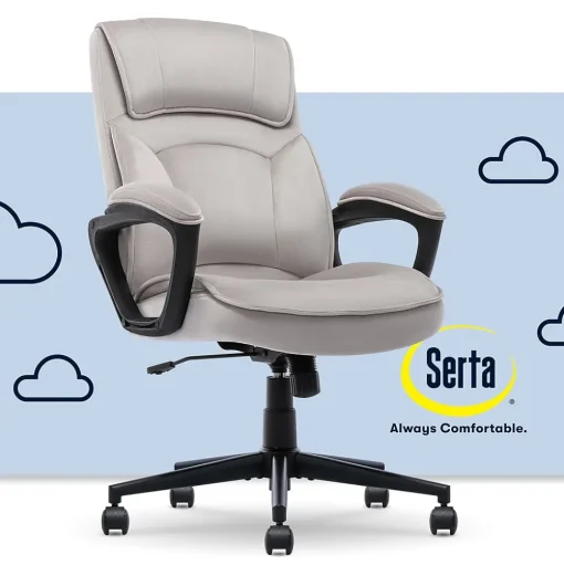 Serta Office Chairs<Comfort Classic Ergonomic Velvet Fabric Swivel Executive Chair, Taupe (CCHR10005B)