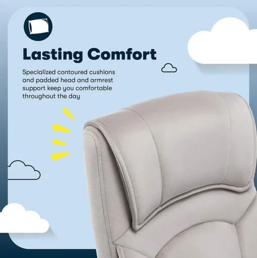 Serta Office Chairs<Comfort Classic Ergonomic Velvet Fabric Swivel Executive Chair, Taupe (CCHR10005B)