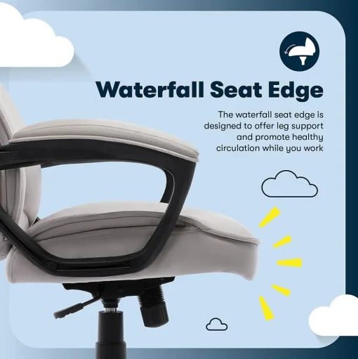 Serta Office Chairs<Comfort Classic Ergonomic Velvet Fabric Swivel Executive Chair, Taupe (CCHR10005B)