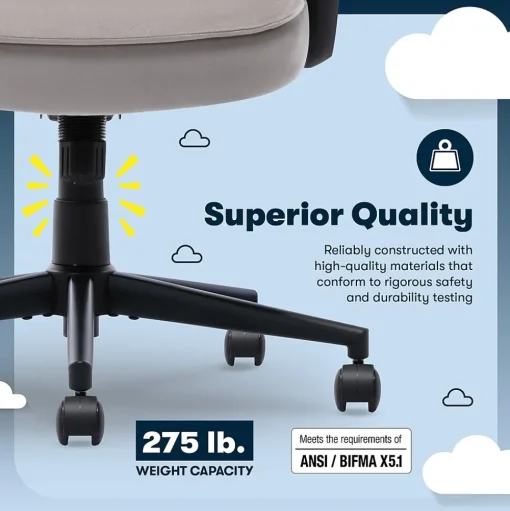 Serta Office Chairs<Comfort Classic Ergonomic Velvet Fabric Swivel Executive Chair, Taupe (CCHR10005B)