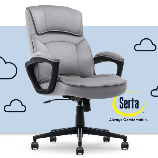 Serta Office Chairs<Comfort Classic Ergonomic Velvet Fabric Swivel Executive Chair, Gray (CCHR10005A)
