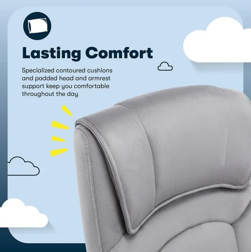 Serta Office Chairs<Comfort Classic Ergonomic Velvet Fabric Swivel Executive Chair, Gray (CCHR10005A)