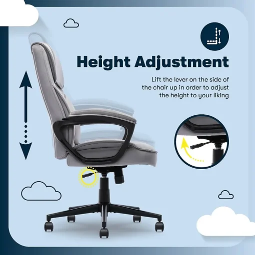 Serta Office Chairs<Comfort Classic Ergonomic Velvet Fabric Swivel Executive Chair, Gray (CCHR10005A)
