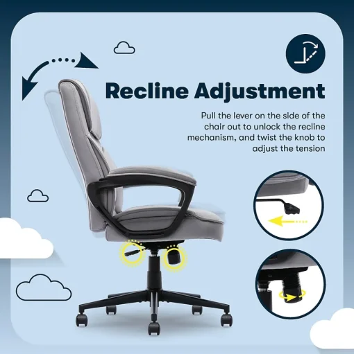 Serta Office Chairs<Comfort Classic Ergonomic Velvet Fabric Swivel Executive Chair, Gray (CCHR10005A)