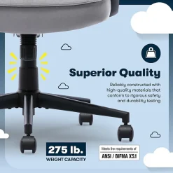 Serta Office Chairs<Comfort Classic Ergonomic Velvet Fabric Swivel Executive Chair, Gray (CCHR10005A)
