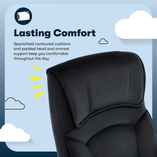 Serta Office Chairs<Comfort Classic Ergonomic Velvet Fabric Swivel Executive Chair, Black (CCHR10005D)