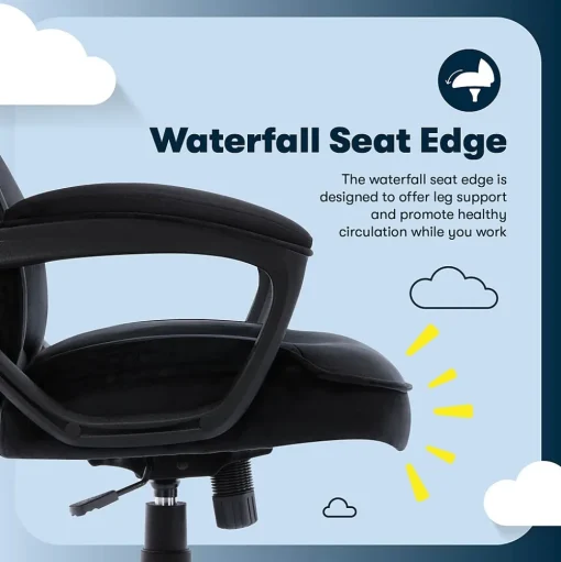 Serta Office Chairs<Comfort Classic Ergonomic Velvet Fabric Swivel Executive Chair, Black (CCHR10005D)