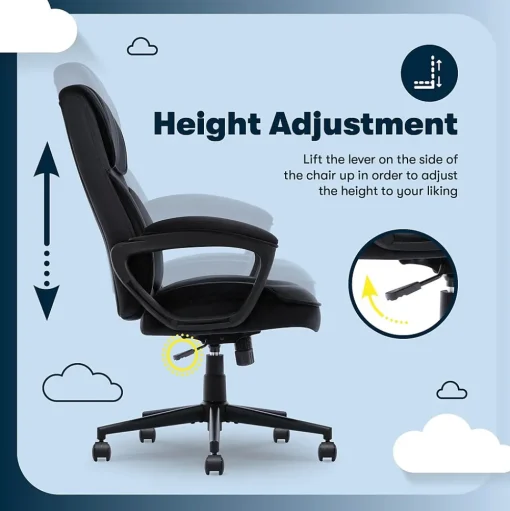 Serta Office Chairs<Comfort Classic Ergonomic Velvet Fabric Swivel Executive Chair, Black (CCHR10005D)