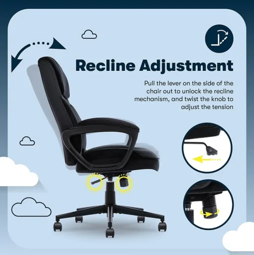 Serta Office Chairs<Comfort Classic Ergonomic Velvet Fabric Swivel Executive Chair, Black (CCHR10005D)