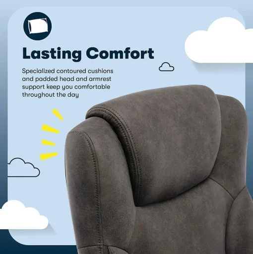 Serta Office Chairs<Comfort Eco Ergonomic Velvet Fabric Swivel Executive Chair, Brown (CCHR10006D)