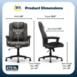 Serta Office Chairs<Comfort Eco Ergonomic Velvet Fabric Swivel Executive Chair, Brown (CCHR10006D)
