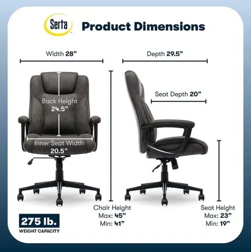 Serta Office Chairs<Comfort Eco Ergonomic Velvet Fabric Swivel Executive Chair, Brown (CCHR10006D)