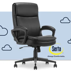 Serta Office Chairs<Comfort Ergo Ergonomic Bonded Leather Swivel Executive Chair, Black (CCHR10016B)