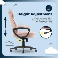 Serta Office Chairs<Comfort Ergo Ergonomic Velvet Fabric Swivel Executive Chair, Pink (CCHR10016D)