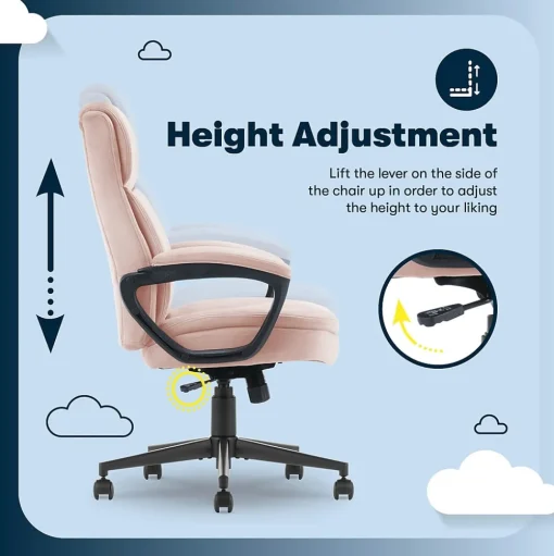 Serta Office Chairs<Comfort Ergo Ergonomic Velvet Fabric Swivel Executive Chair, Pink (CCHR10016D)