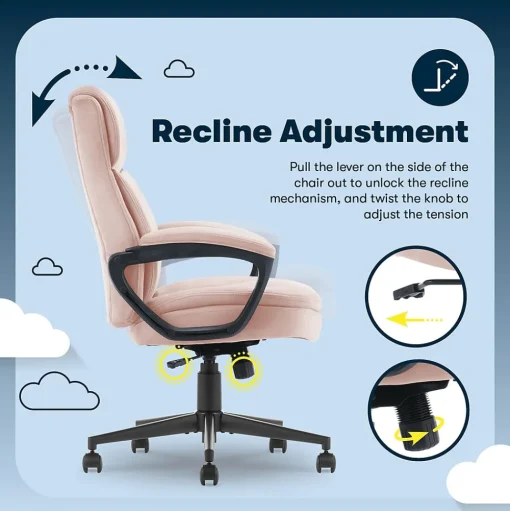 Serta Office Chairs<Comfort Ergo Ergonomic Velvet Fabric Swivel Executive Chair, Pink (CCHR10016D)