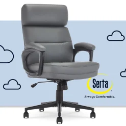 Serta Office Chairs<Comfort Ergonomic Bonded Leather Swivel Executive Chair, Gray (CHR10130C)